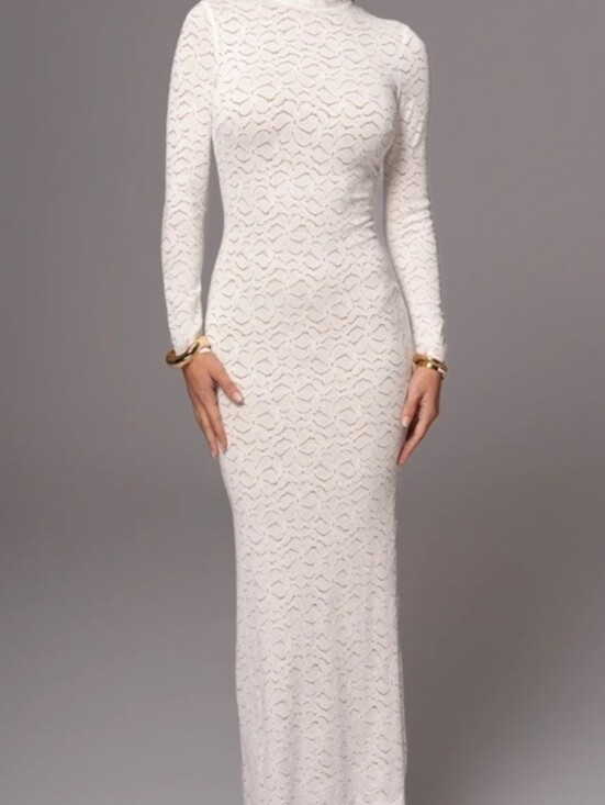 JLUXLABEL Dresses & Skirts - JLUXLABEL | White Amara Mock Neck Maxi Dress Size L